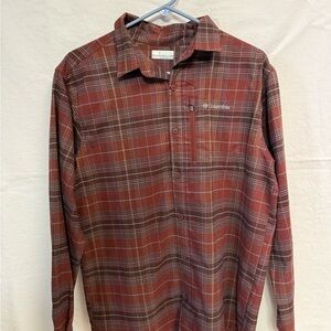 Columbia Men's Rust Red Plaid Button-Down Shirt